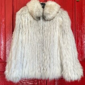 Silver and White Fox Fur Jacket